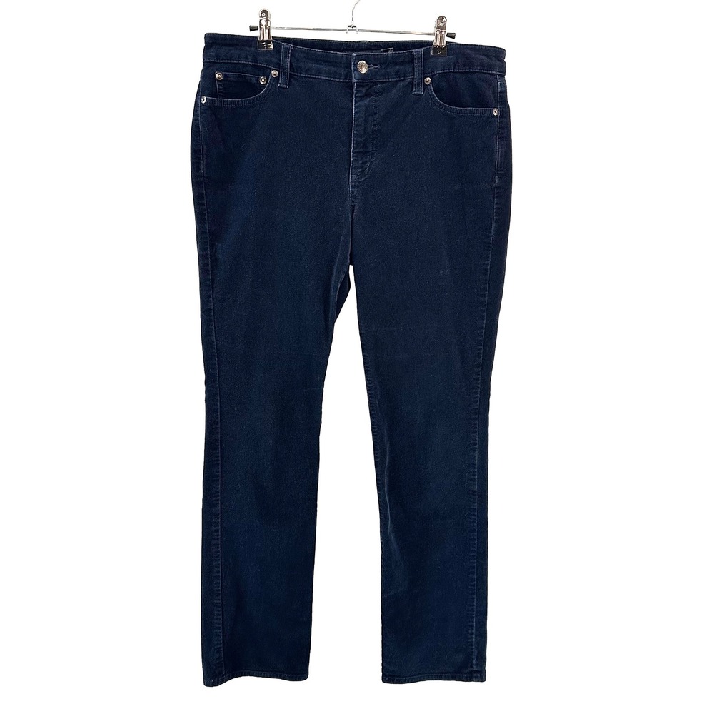 LAUREN RALPH LAUREN Straight Leg High Rise‎ Corduroy Pants • 10 • navy blue